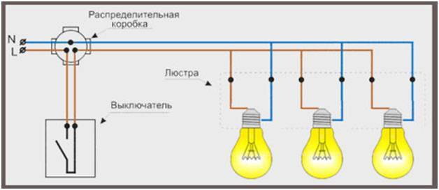 Подключение люстры к двойному выключателю: схемы + правила монтажа