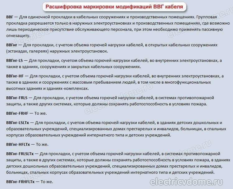 Кабель ввг – расшифровка и применение. что такое кабель ввг, его применение, разновидности и их технические особенности